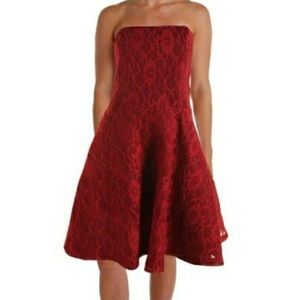 Aqua Strapless Lace Dress